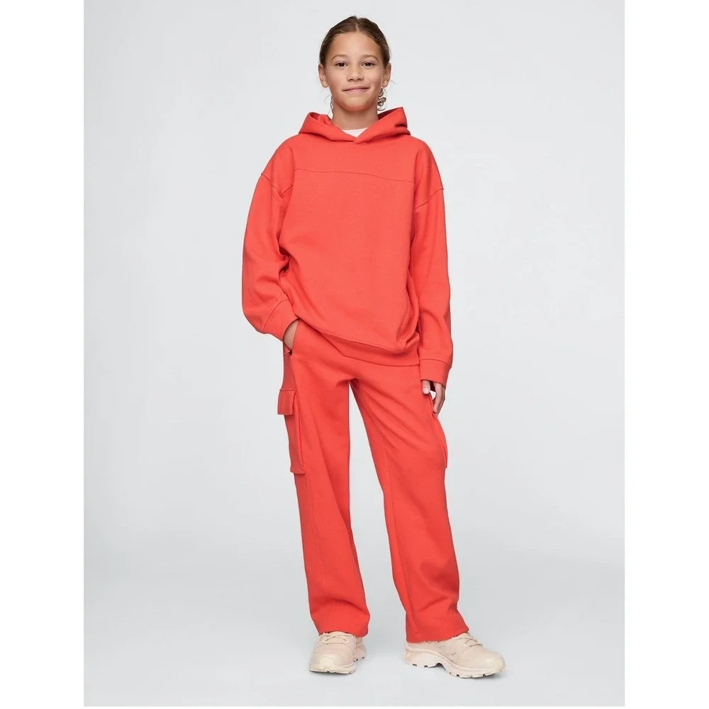 NEW GAP KIDS SWEATPANTS JOGGERS ORANGE $50 CARGO PANT FLEECE XL 12‎